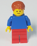 LEGO pln186 Plain Blue Torso with Blue Arms, Red Legs, Dark Orange Hair (10404)